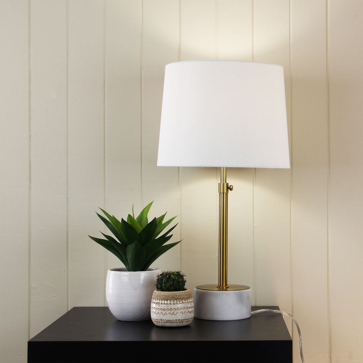 Height Adjustable Scandi Lamp in Antique Brass - Umbria