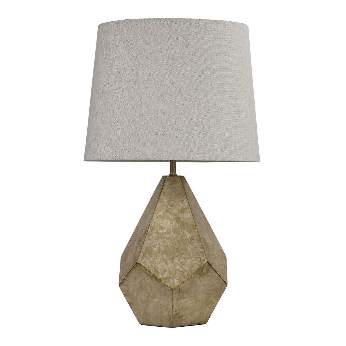 Geometric Ivory and Gold Table Lamp - Leon
