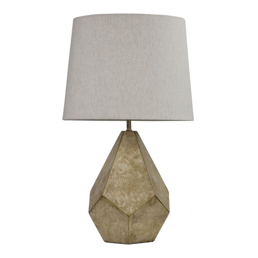 Geometric Ivory and Gold Table Lamp - Leon