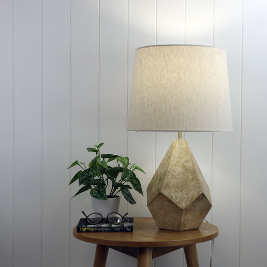 Geometric Ivory and Gold Table Lamp - Leon
