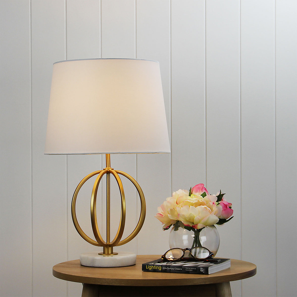 Gold Painted Metal/ Marble Table Lamp - Loxton