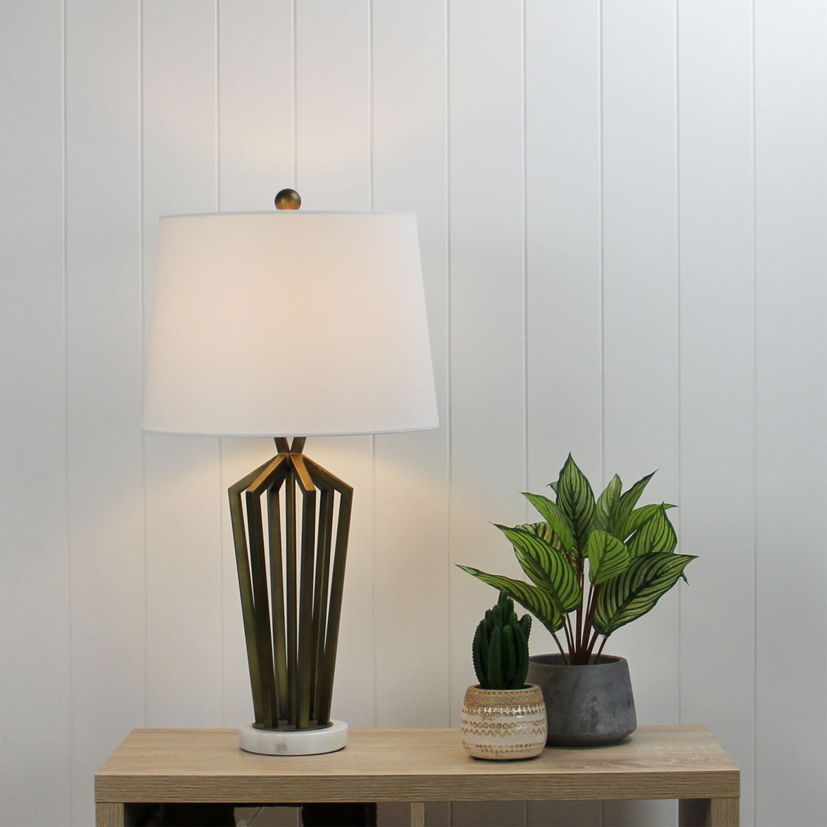 Geometric Metal Lamp with Harp Shade - Romsey