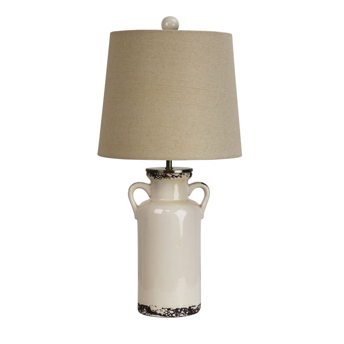 Distressed Ceramic Lamp with Harp Shade - Whitby