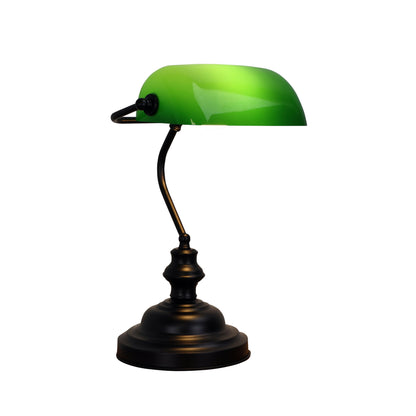 Black with Green Glass Shade - Bankers Switched Black