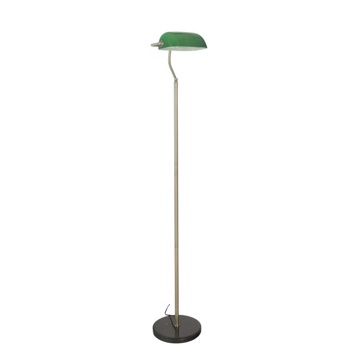 Antique Brass with Green Glass Shade - Bankers Floor