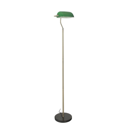 Antique Brass with Green Glass Shade - Bankers Floor
