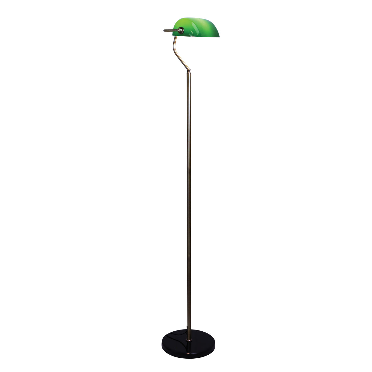 Antique Brass with Green Glass Shade - Bankers Floor