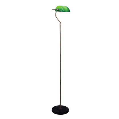 Antique Brass with Green Glass Shade - Bankers Floor