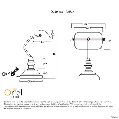 On/off Touch Lamp Black - Bankers Touch Black