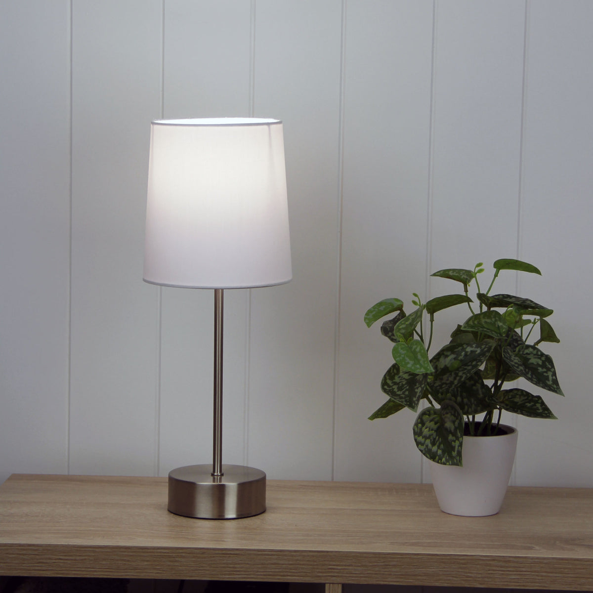 On-Off Touch Lamp White Shade - Lancet White