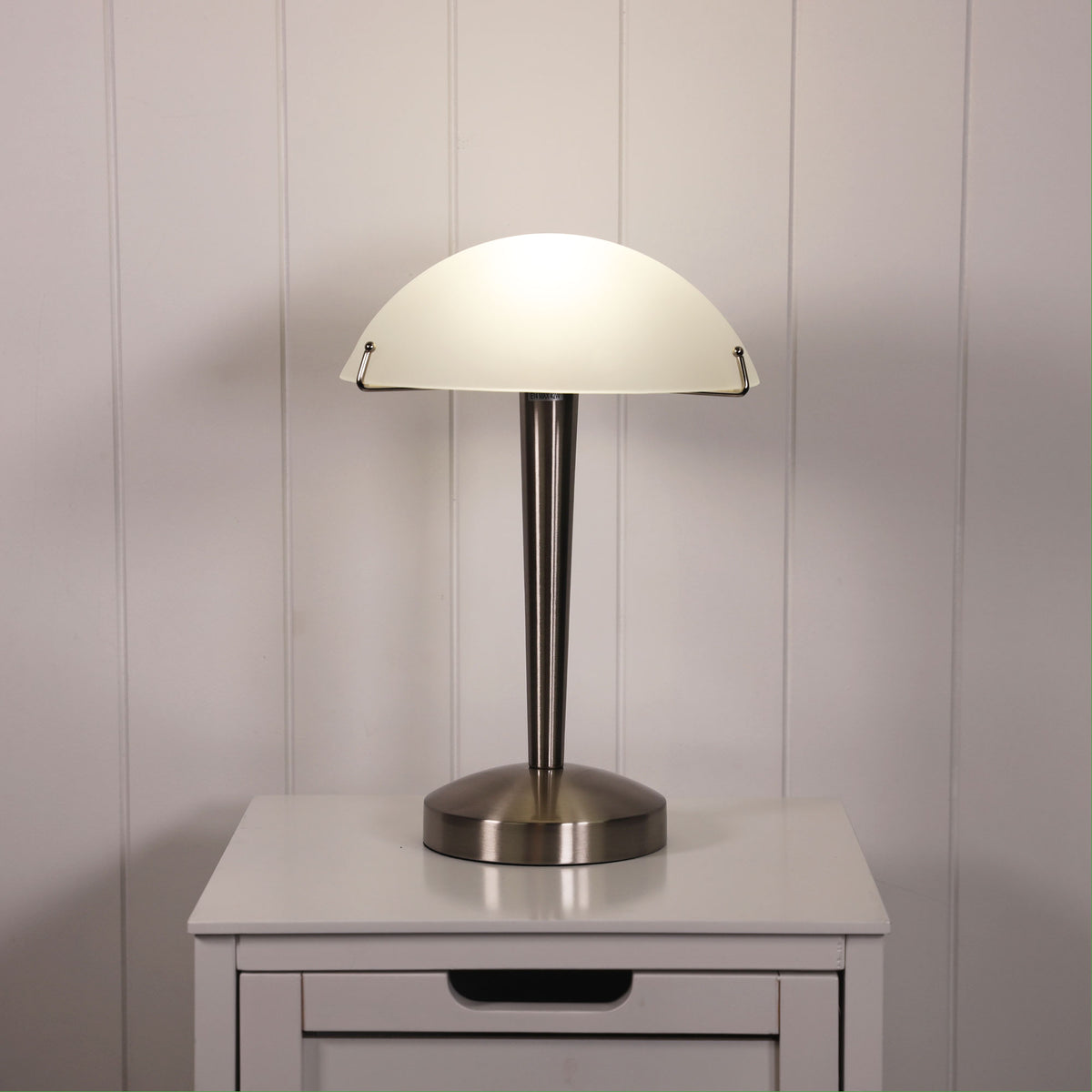 On-Off Brushed Chrome Touch Lamp - Ruby Brushed Chrome