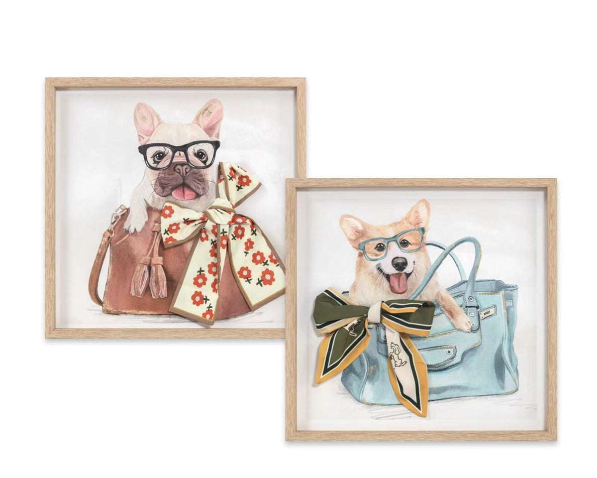 Set 2 Cute Dog Wall Art 40cm