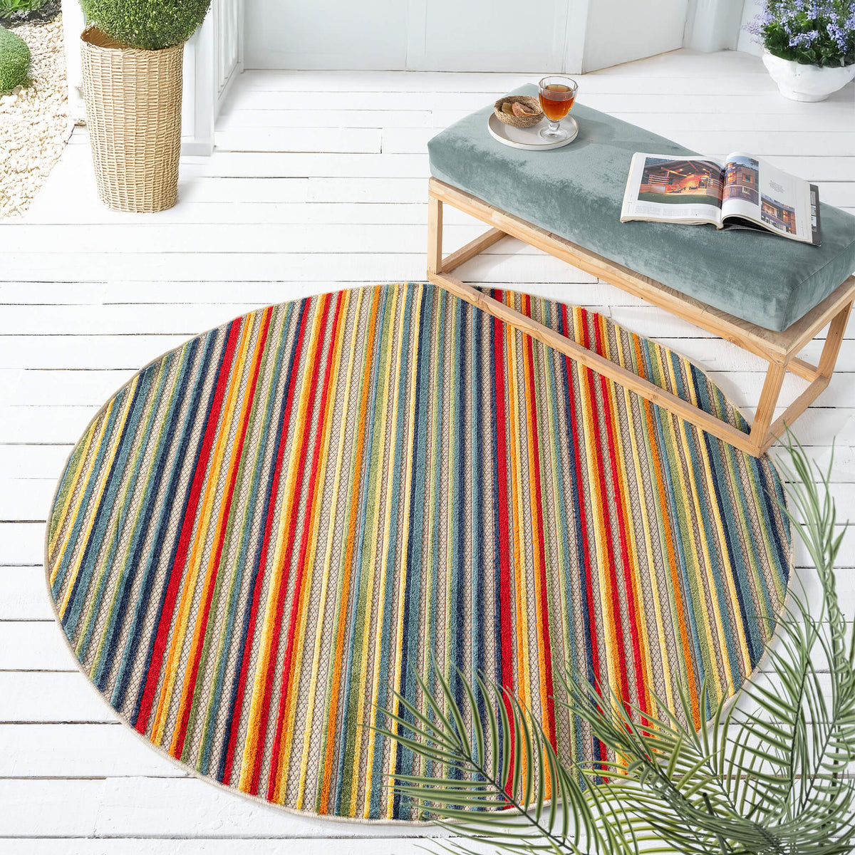 Paradise 530 Multi Indoor Outdoor Modern Round Rug