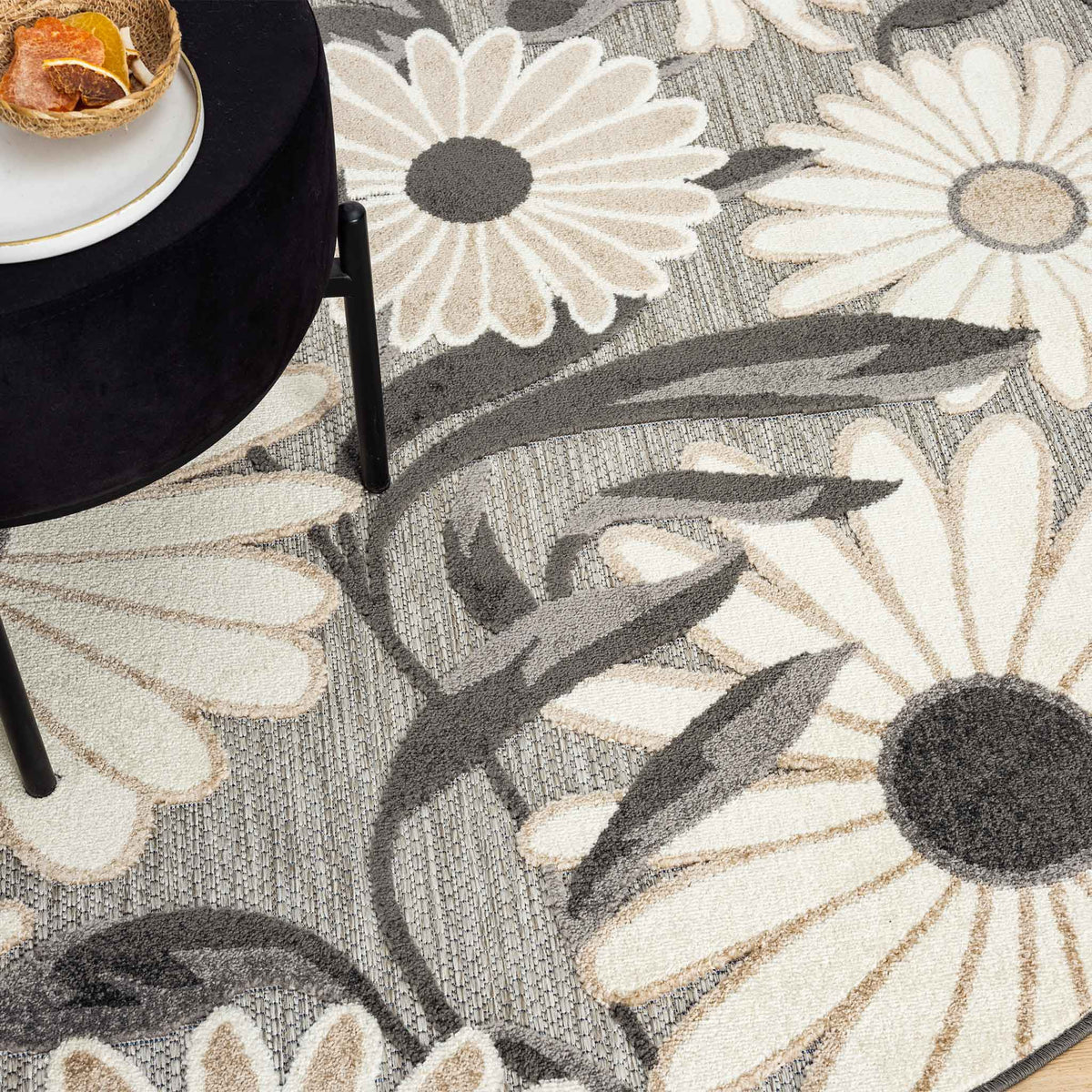 Paradise 537 Silver Indoor Outdoor Modern Round Rug