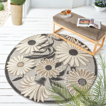 Paradise 537 Silver Indoor Outdoor Modern Round Rug
