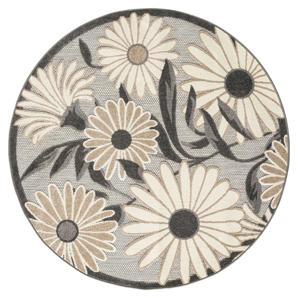 Paradise 537 Silver Indoor Outdoor Modern Round Rug