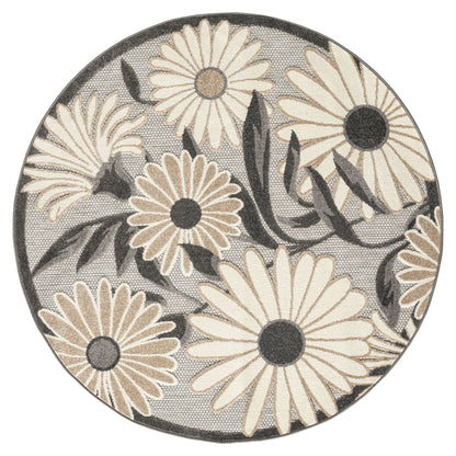 Paradise 537 Silver Indoor Outdoor Modern Round Rug