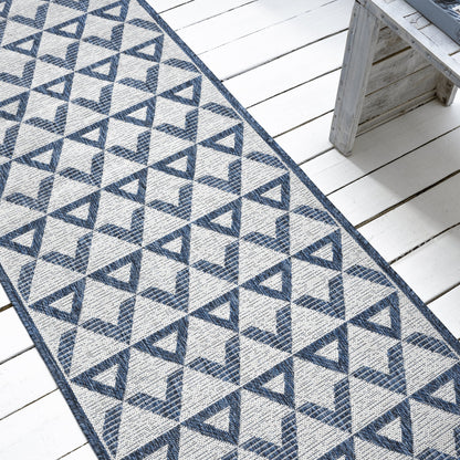 Patio 457 Indigo Indoor Outdoor Indoor/Outdoor, Flatweave Hallway Runner