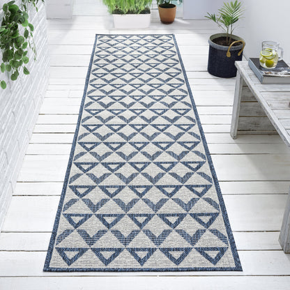 Patio 457 Indigo Indoor Outdoor Indoor/Outdoor, Flatweave Hallway Runner