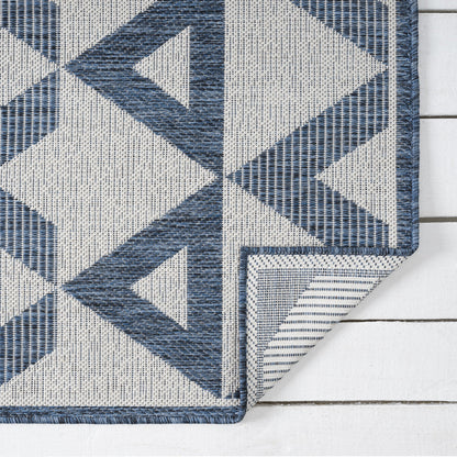 Patio 457 Indigo Indoor Outdoor Indoor/Outdoor, Flatweave Hallway Runner