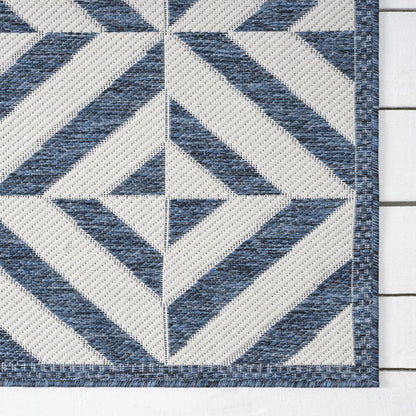 Patio 458 Aqua Indoor Outdoor Indoor/Outdoor, Flatweave Hallway Runner