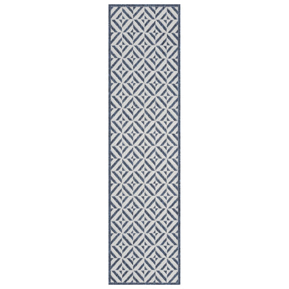 Patio 458 Aqua Indoor Outdoor Indoor/Outdoor, Flatweave Hallway Runner