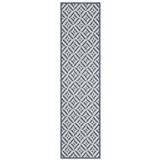 Patio 458 Aqua Indoor Outdoor Indoor/Outdoor, Flatweave Hallway Runner