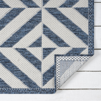 Patio 458 Aqua Indoor Outdoor Indoor/Outdoor, Flatweave Hallway Runner