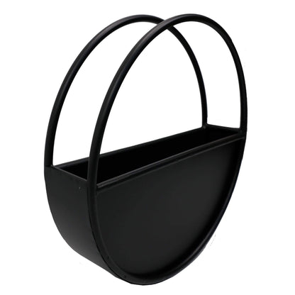 Premium Floating Half Moon / Semi Circle Metal Wall Planter | Onyx Black 45cm
