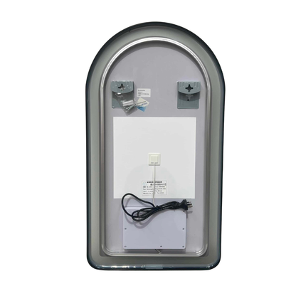 Arched LED Black Frame Wall Mirror 90cm x 50cm Frosted Dimmable Vanity Defogger