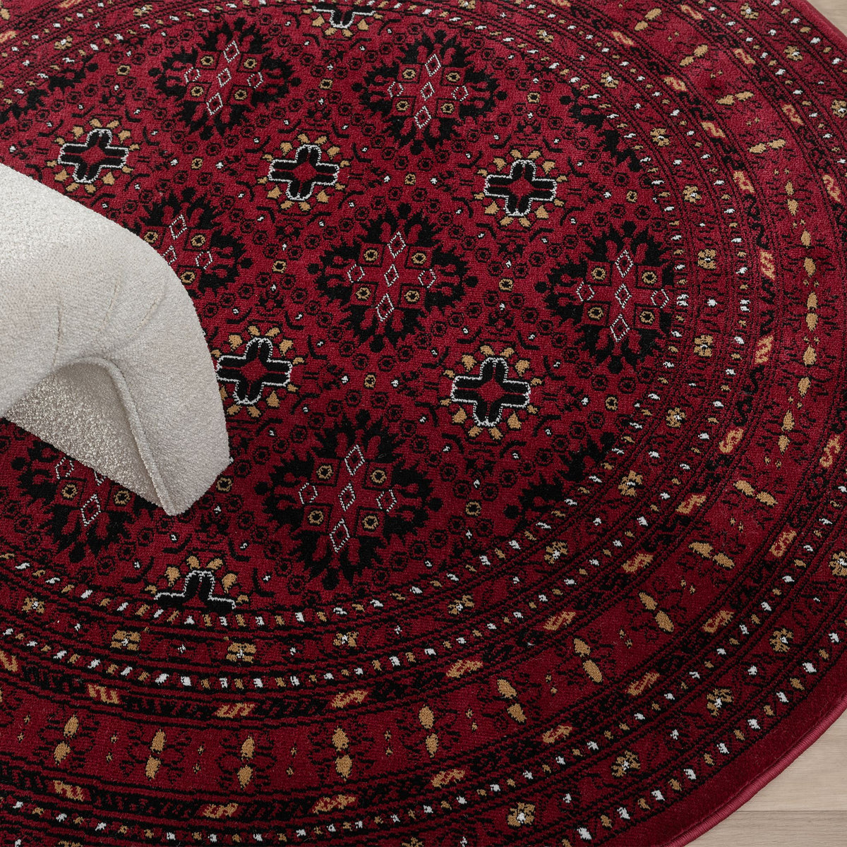 Royal 521 Red Traditional, Classic Round Rug