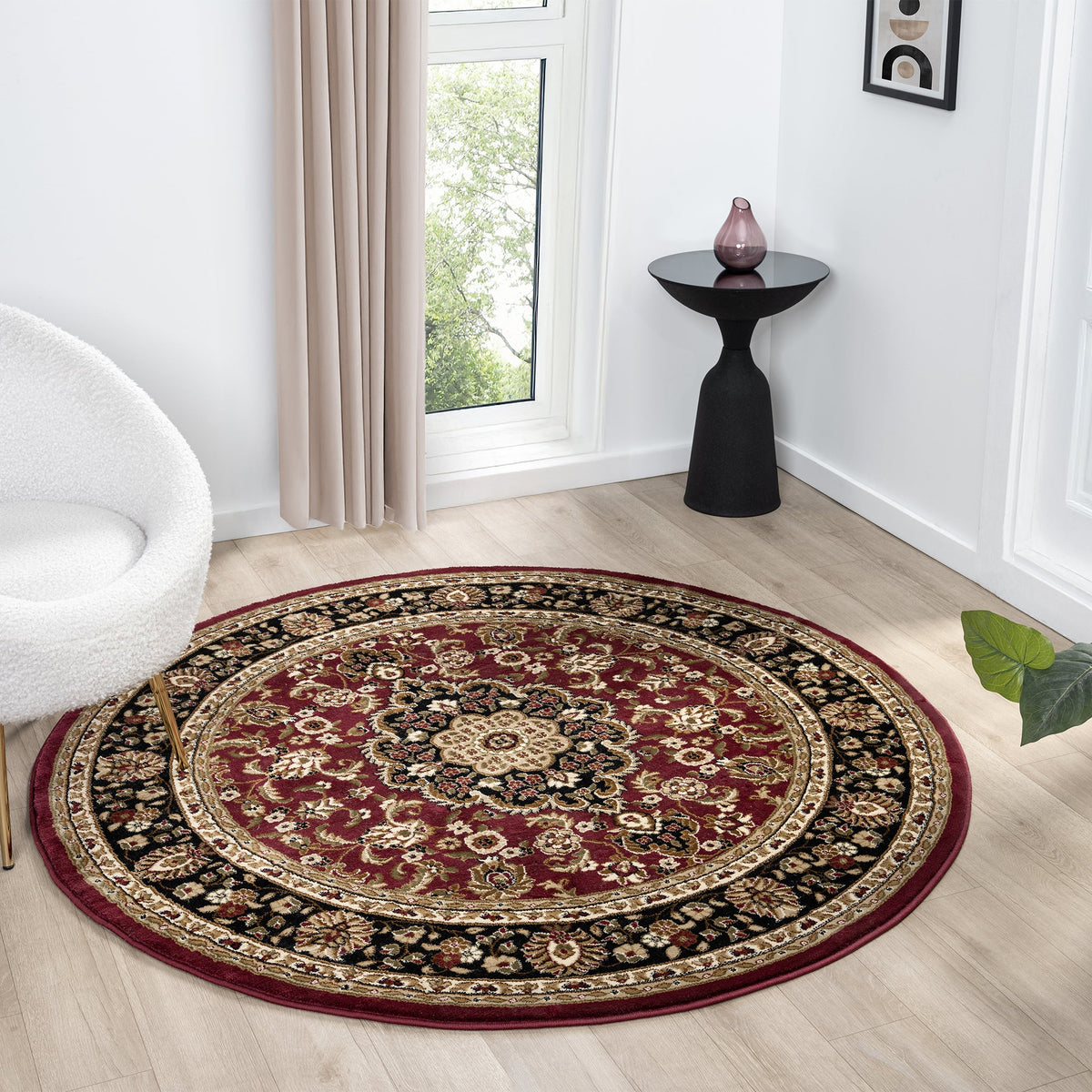Royal 524 Red Traditional, Classic Round Rug