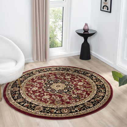 Royal 524 Red Traditional, Classic Round Rug