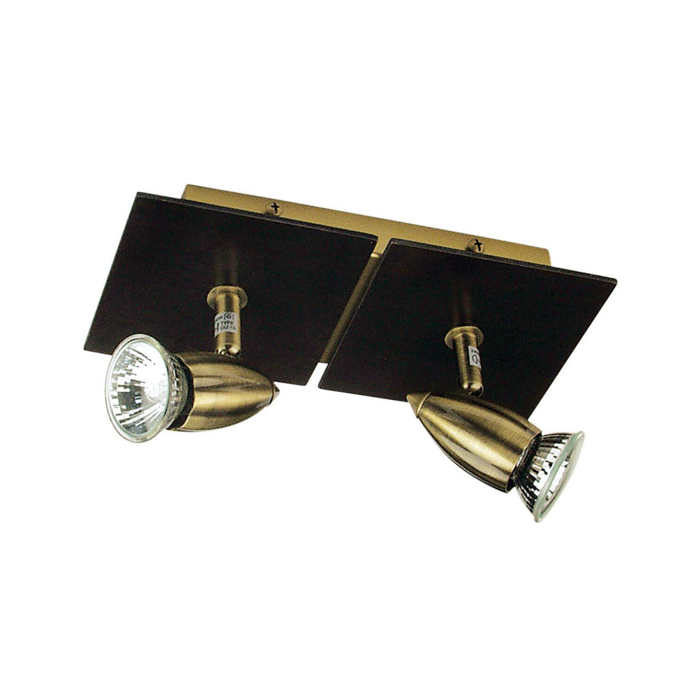 240V GU10 Walnut Spotlight - Den 2 Light