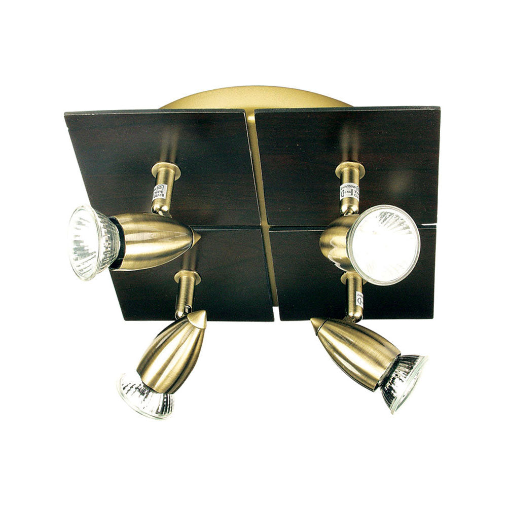 240V GU10 Walnut Spotlight - Den 4 Light