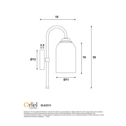 Opal Matt Glass Wall Light - Arlington Wall Black