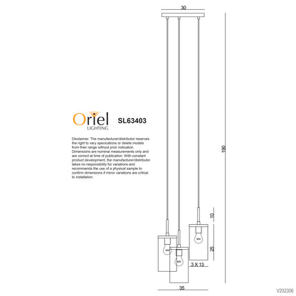 3 Light Multi Drop Pendant - Raymont 3LT Pendant