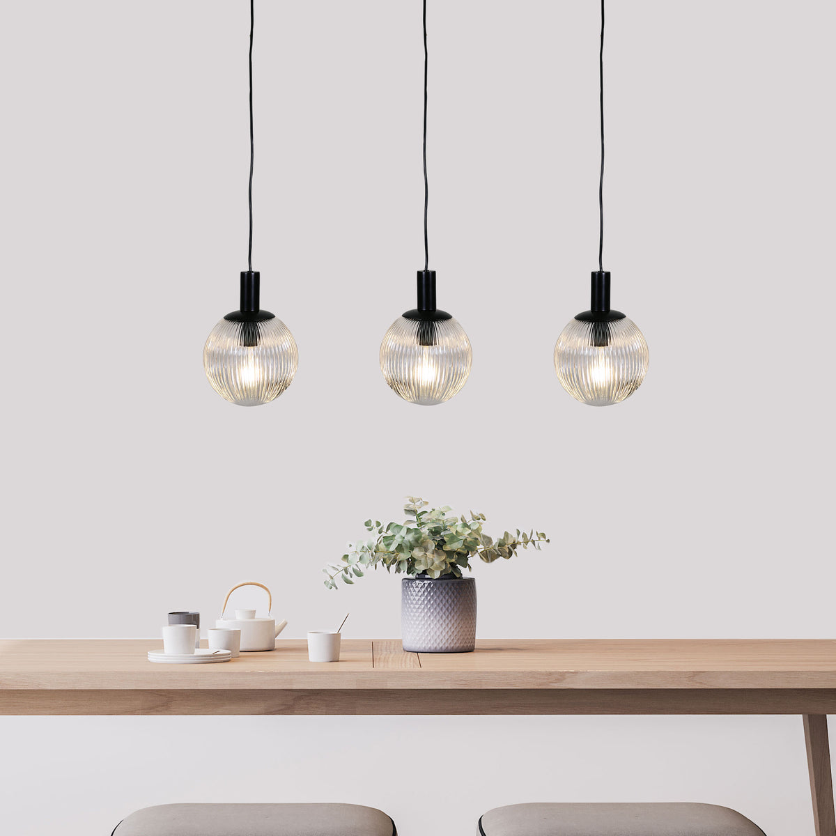 3 Light Clear Glass Pendant - Legarno Trilight