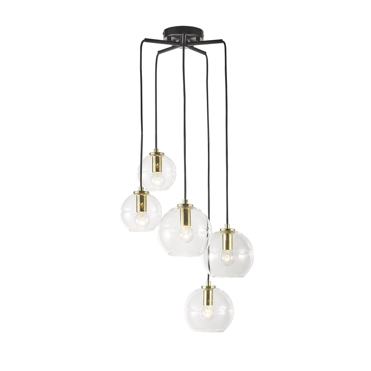 5 Light Clear Glass Pendant - Reno.5