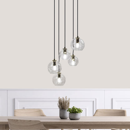 5 Light Clear Glass Pendant - Reno.5