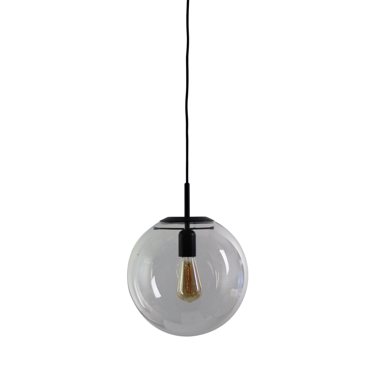 Matt Black and Clear Glass Pendant - Newton.30 Bk