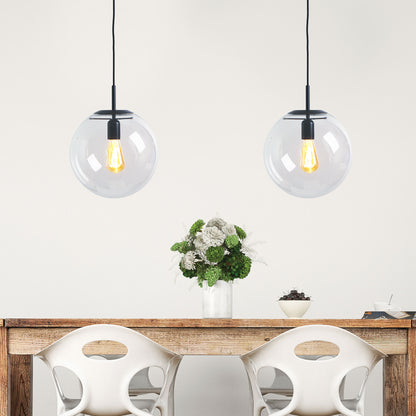 Matt Black and Clear Glass Pendant - Newton.30 Bk
