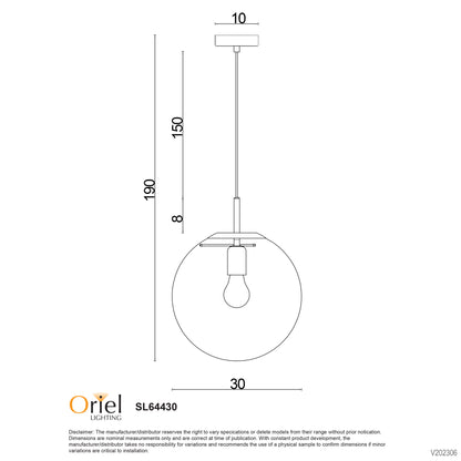 Matt Black and Clear Glass Pendant - Newton.30 Bk