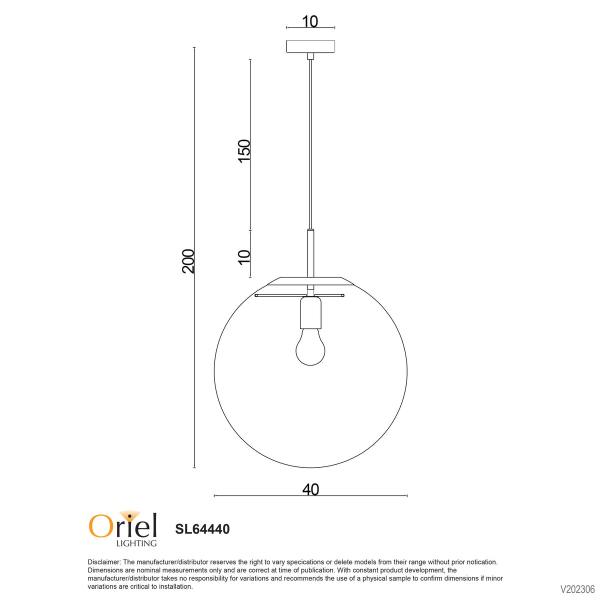 Brushed Brass and Clear Glass Pendant - Newton.40 Bb