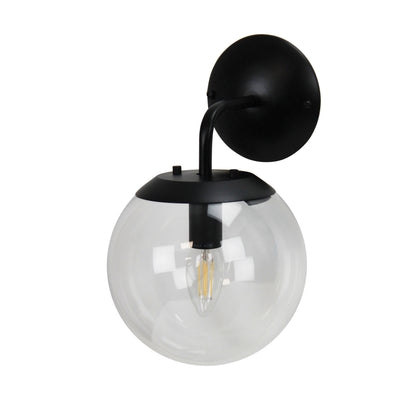 Black and Clear Glass Wall Light - Newton Wall Light Bk