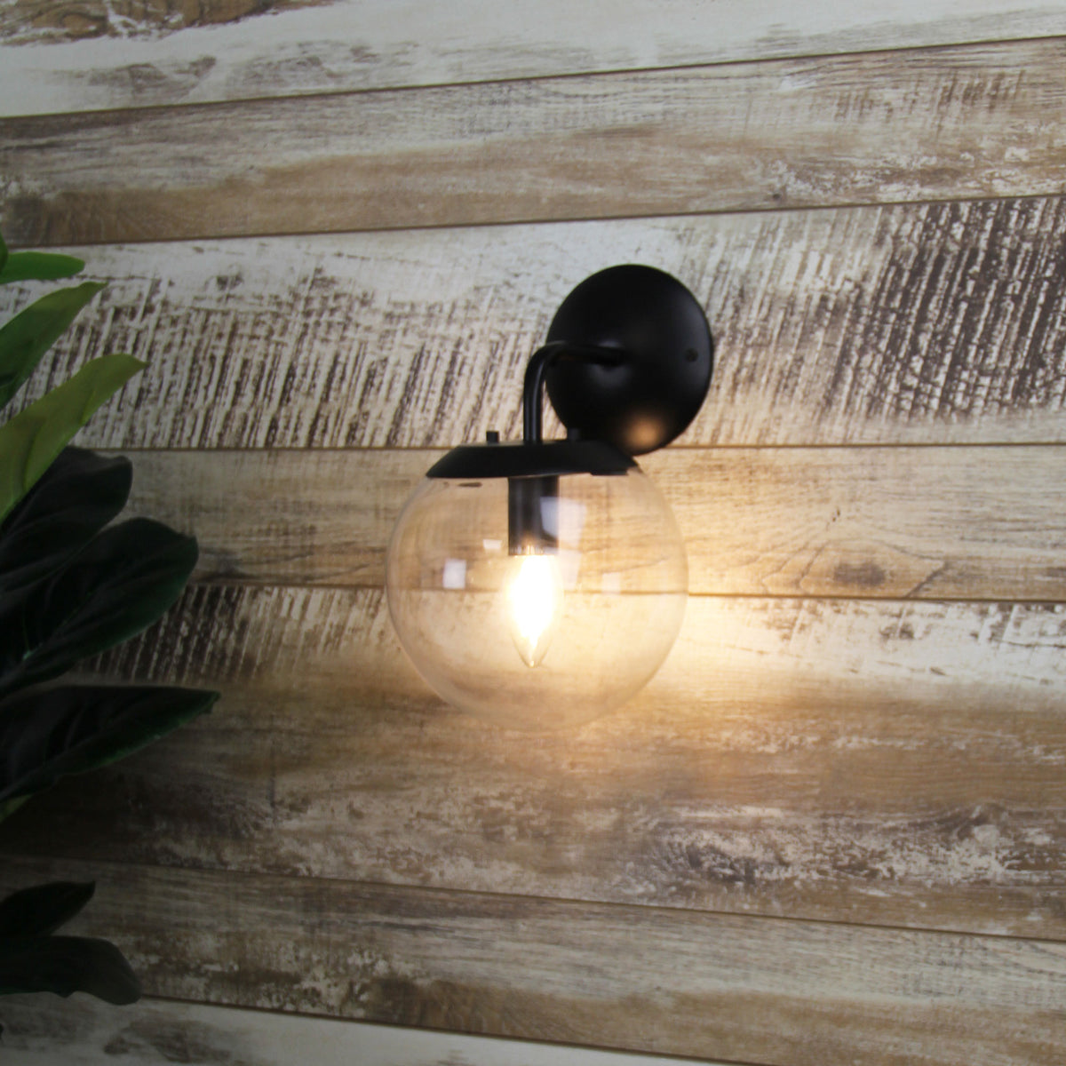 Black and Clear Glass Wall Light - Newton Wall Light Bk