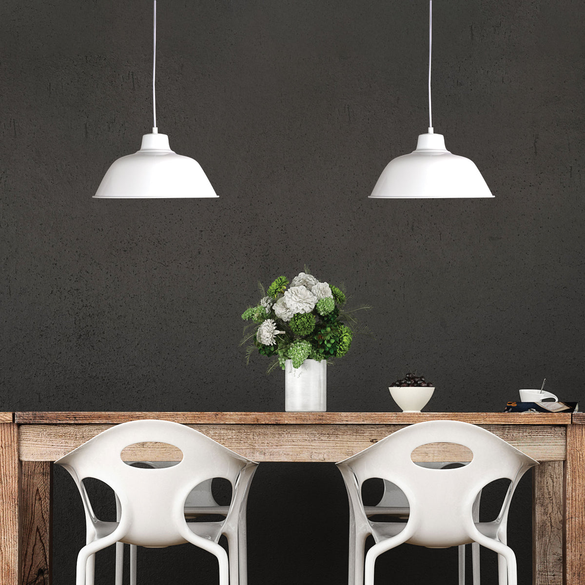 Retro Industrial Pendant White - Forge 300