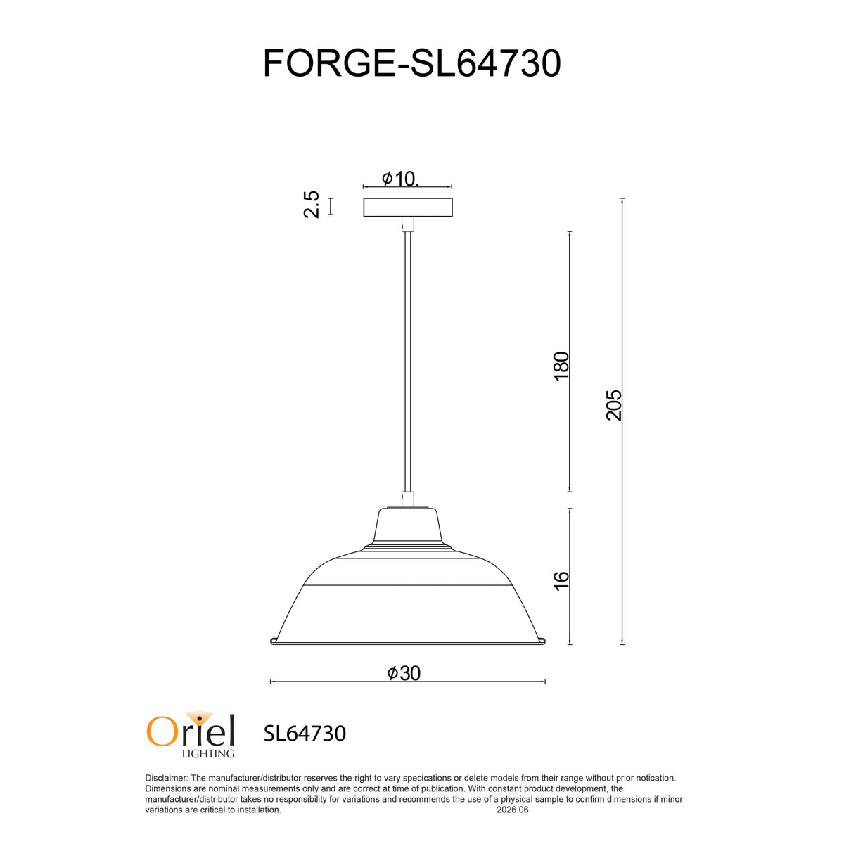 Retro Industrial Pendant Black - Forge 300