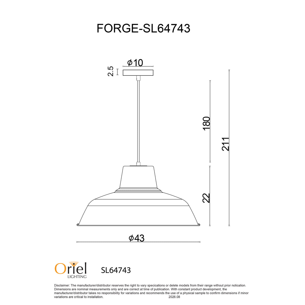 Retro Industrial Pendant White - Forge 430