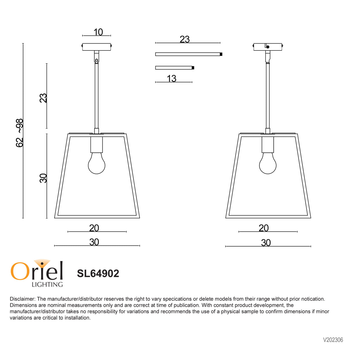 Single Urban Retro 30cm Pendant - Eaton 30